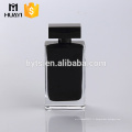 Best-seller bouteille de parfum en verre noir 100ml avec bouchon carré noir